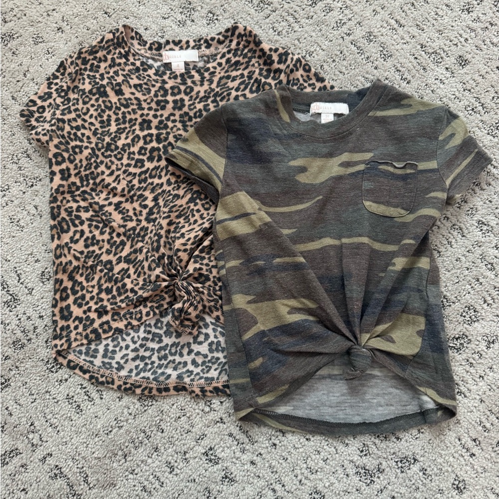 GB Girls Leopard and Camo Short Sleeve Tees